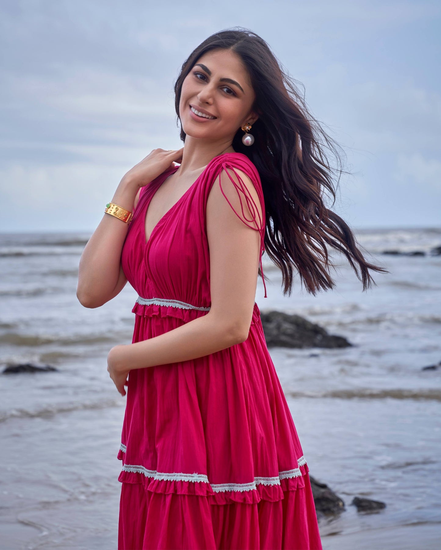 Wren Hot Pink Solid Cotton Dress