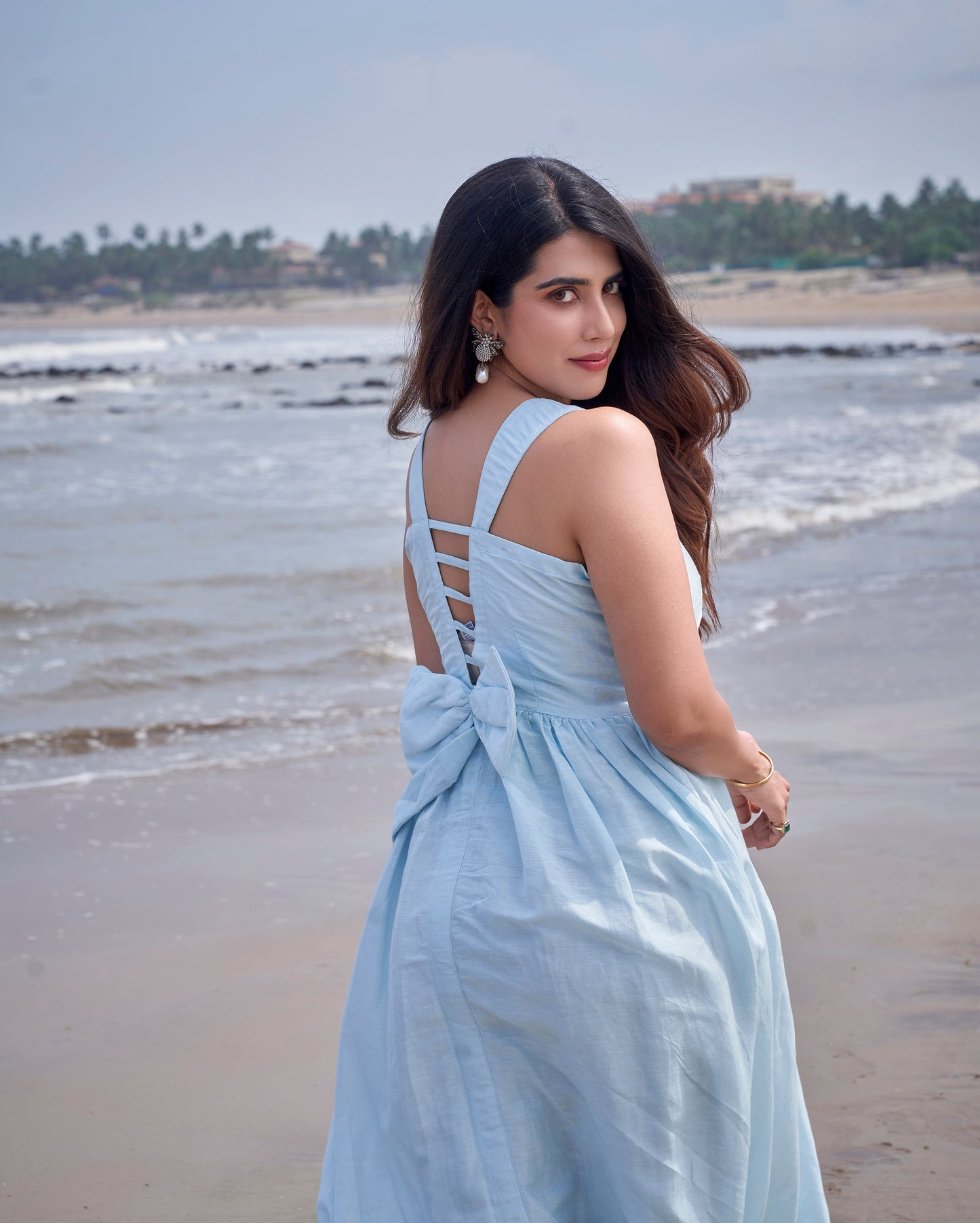 Nimbus Sky Blue Solid Cotton Dress