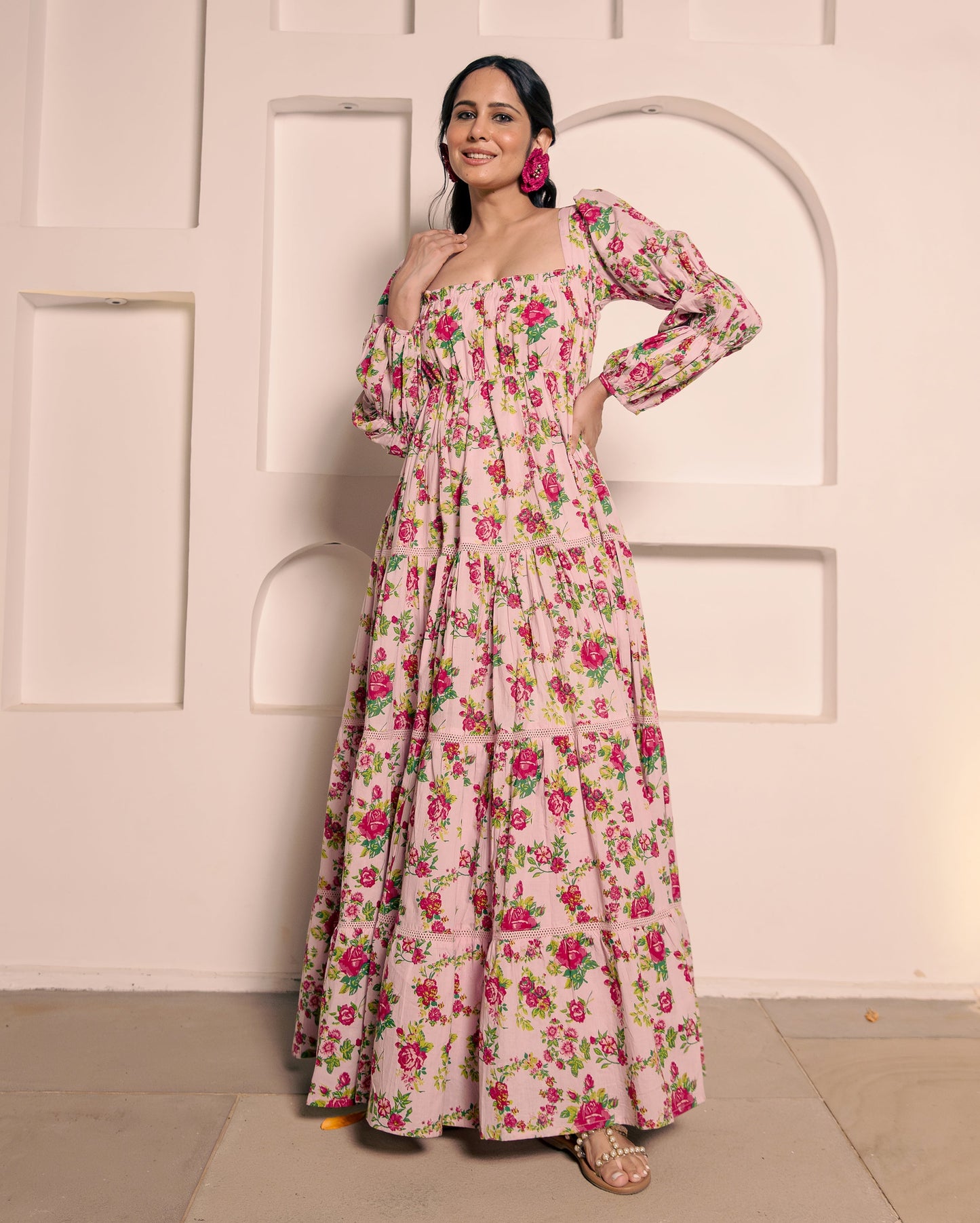 Senorita Pink Cotton Printed Dress