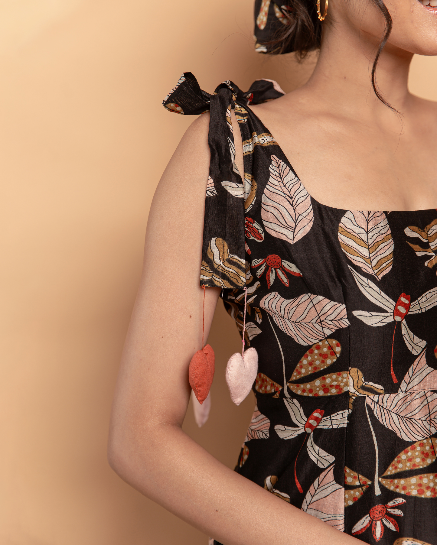 Moonlight Charm Black Cotton Printed Dress