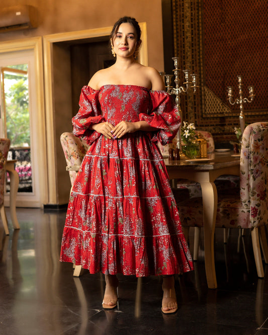 Helia Smocked Cotton Dress