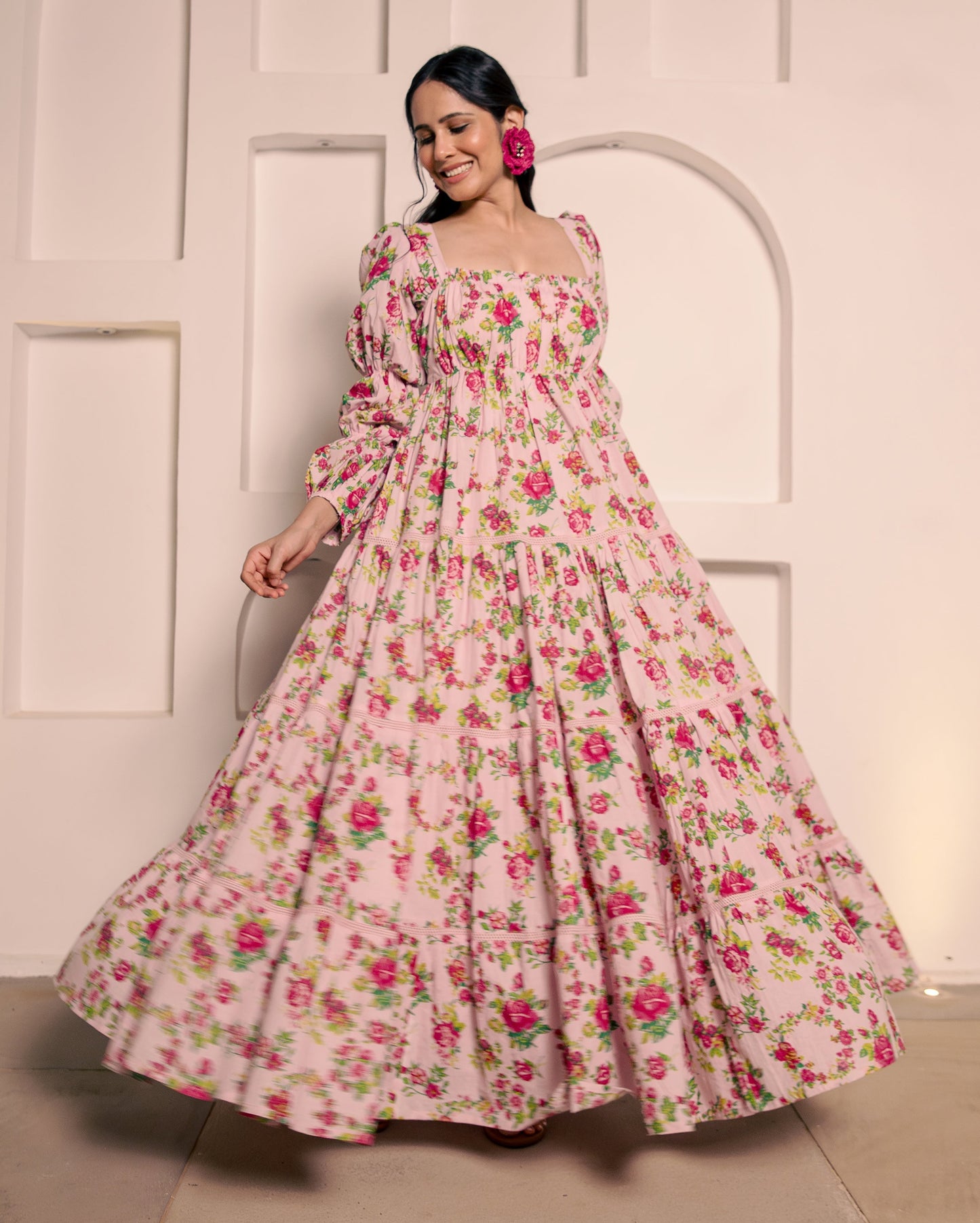 Senorita Pink Cotton Printed Dress