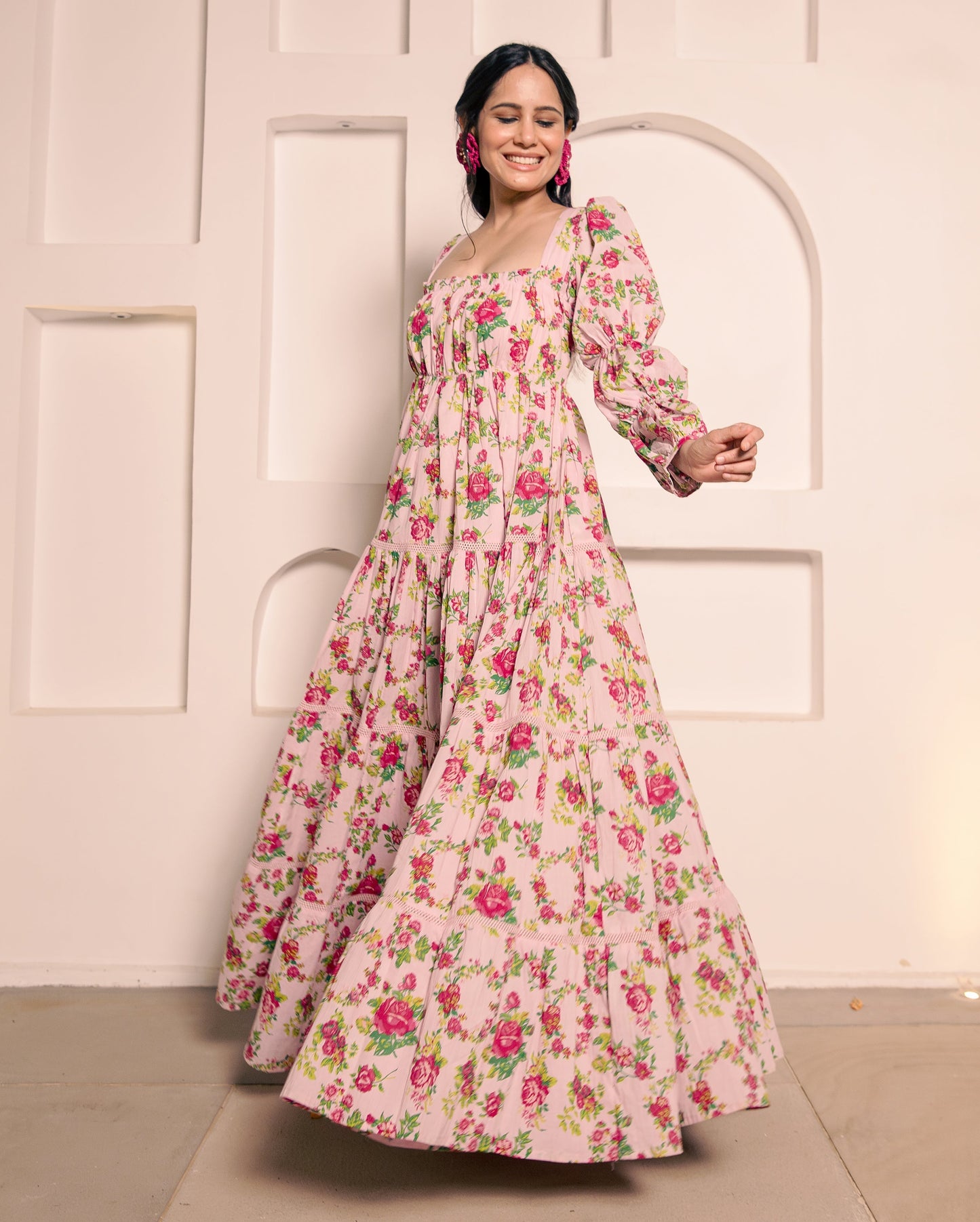 Senorita Pink Cotton Printed Dress