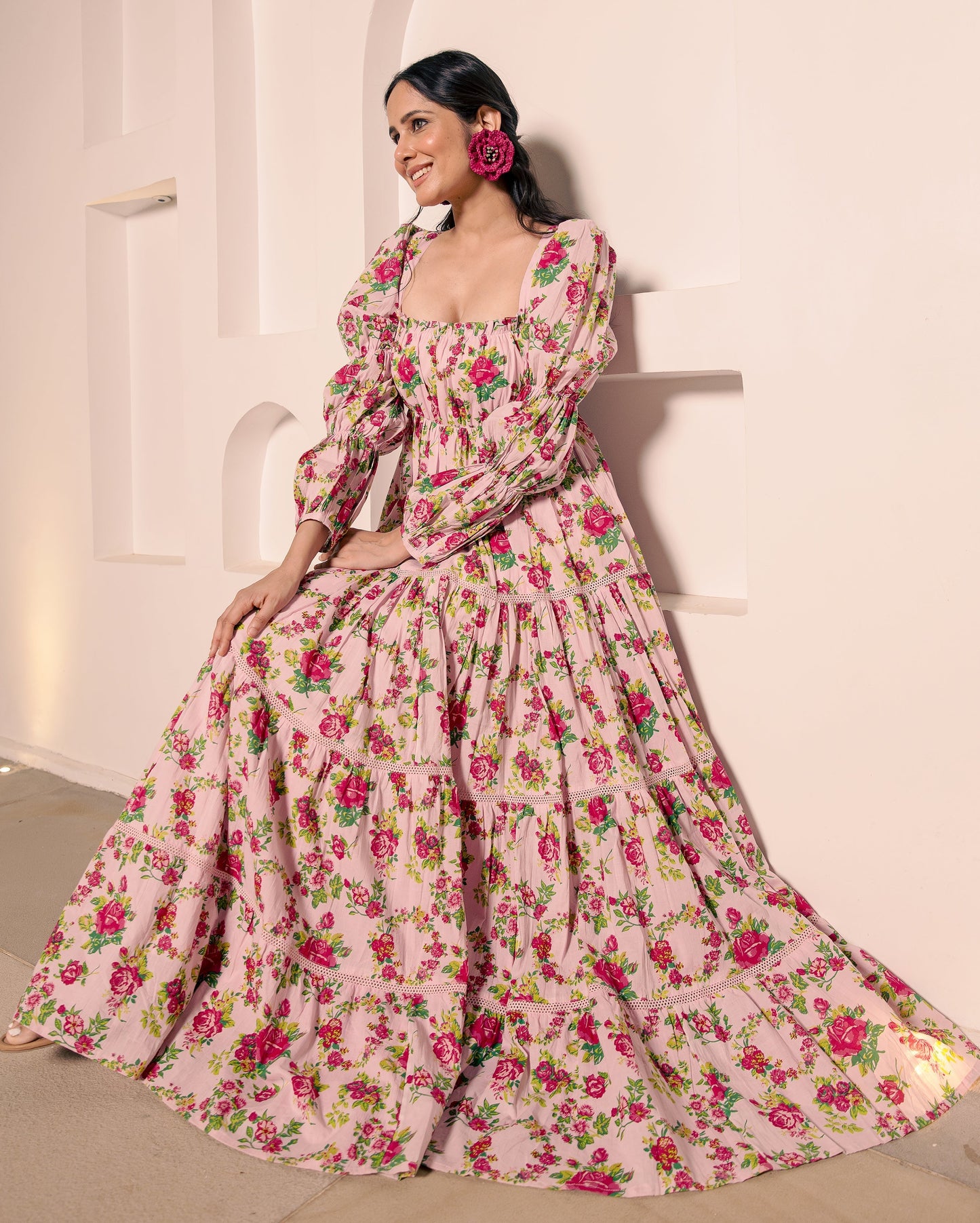 Senorita Pink Cotton Printed Dress